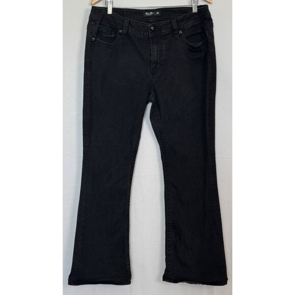 Miss Me Womens Black Mid-Rise Bootcut Jeans Size 36 With Sequin Wing Back Pocket - Picture 1 of 4